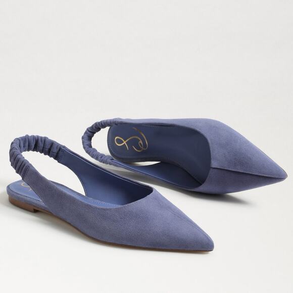 New Sam Edelman Whitney Slingback Pointed Toe Flat Violet Suede Women's Size 6 - Picture 1 of 9